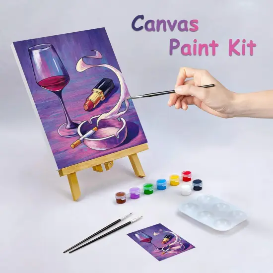Canvas Painting Kit Paint and Sip Kit for Adults Pre Drawn Canvas for Painting （8x10） {2}