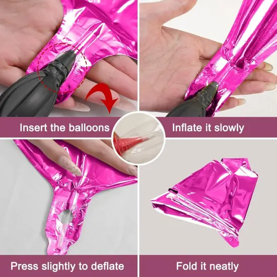 12Pcs Hot Pink Round Foil Balloons(Hot Pink) {5}