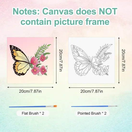 Pre Printed Canvases, 9 PCS Butterfly Painting Canvas 7.87 * 7.87&rdquo; Butterfly Floral Themed Painting Canvas 9Pcs-Butterfly {2}