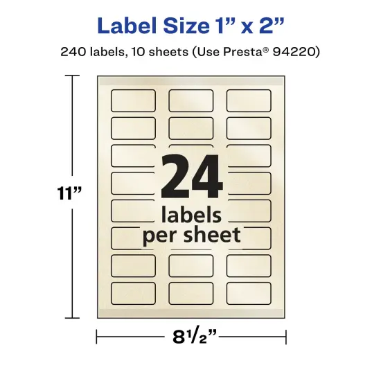 Avery Pearlized Ivory Rectangle Labels with Sure Feed Technology, Print-to-the-Edge, 1" x 2" {5}