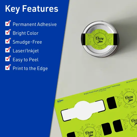 Avery Bright Green Paper Labels, 1.5" x 3.5" Wraparound {2}