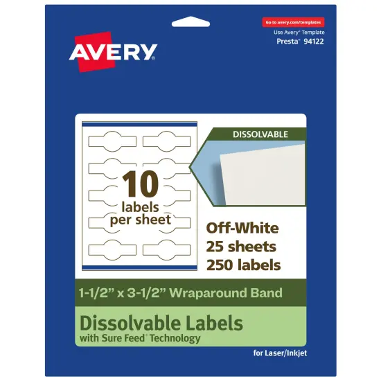 Avery Dissolvable Labels, 1.5" x 3.5" Wraparound {1}