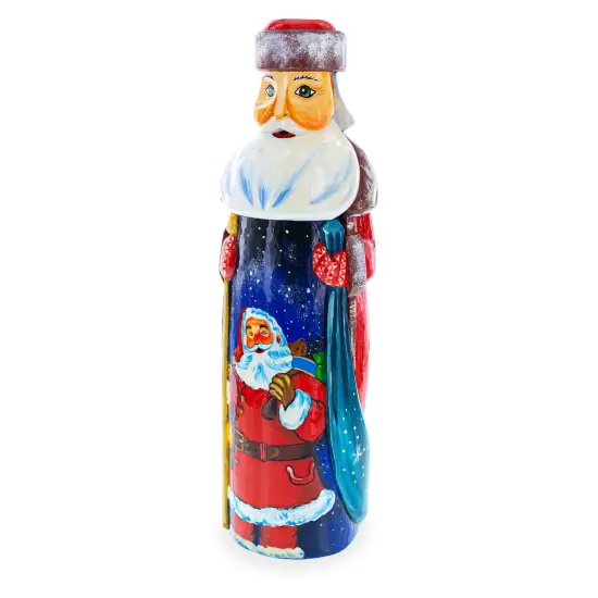 Hand Carved Ukrainian Santa with Lantern Solid Wooden Figurine 11 Inches {3}