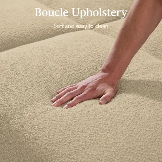 Best Choice Products Curved Convertible Futon, Boucle Fabric Split-Back Sleeper Bed Oatmeal {6}