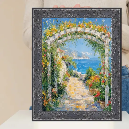 Renaissance Silver Black Ornate Picture Frame 11x13 frame {7}