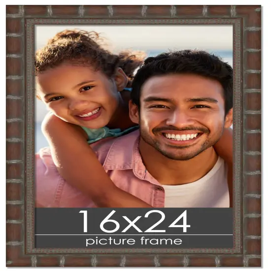 16x24 Modern Bamboo Picture Frame with UV-Resistant Acrylic & Acid Free Backing, Available in5 Finishes - Gold, Silver, Brown, Black, and Natural {1}