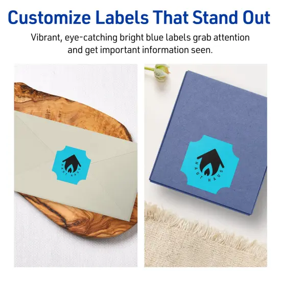 Avery Bright Blue Paper Labels, 1-5/8" x 1-5/8" Square Scalloped {3}