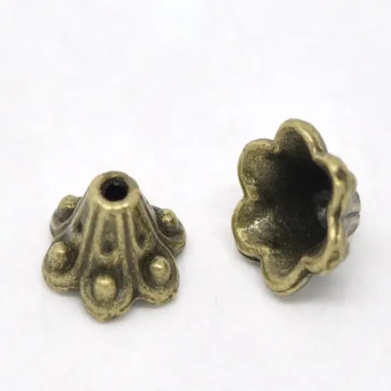 *100* 10x6mm Antique Bronze Scalloped Bead Caps {2}