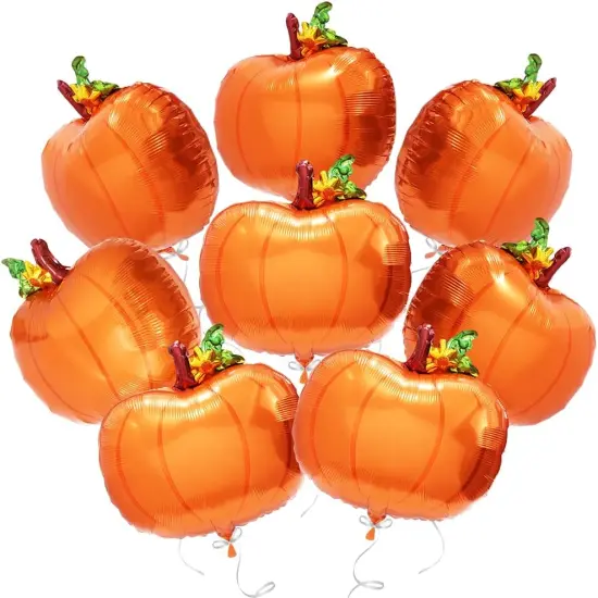 8 Pack Fall Cute Pumpkin Foil Balloons {1}