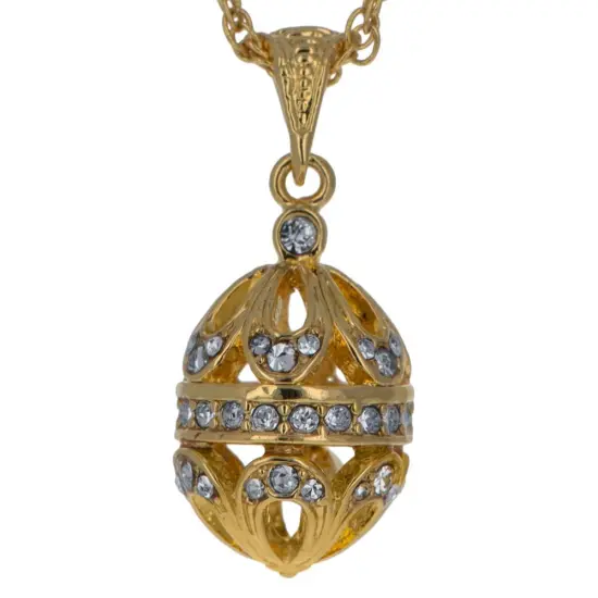 57-Crystal Royal Egg Necklace in Brass, 20 Inches {3}