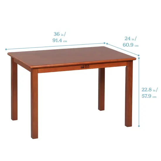 24in x 36in Rectangular Hardwood Table with 22in Legs, Kids Furniture Dark Walnut {2}