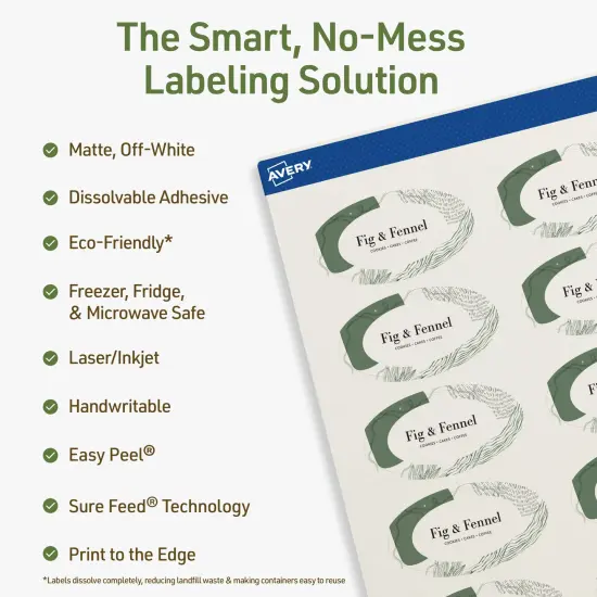 Avery Dissolvable Labels, 1-1/8" x 2-1/4" Oval {2}