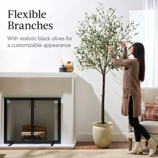 Best Choice Products Artificial Olive Tree, Lifelike Faux Tree, Home Accent D&eacute;cor w/ Planter Pot, Realistic Trunk {5}