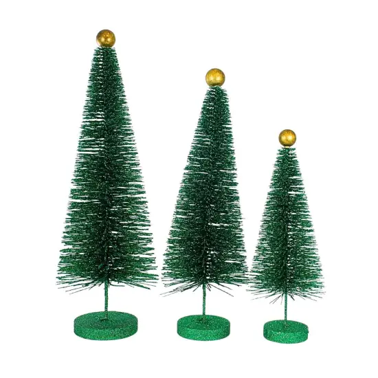 Cody Foster 18.0 Inch Green Glitter Trees 3 Pc Set Christmas Decorative Tree Set , Christmas Decor Christmas Village Decorate {2}