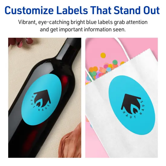 Avery Bright Blue Paper Labels, 4.25" x 2.5" Oval {3}