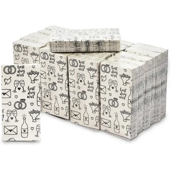 Wedding Theme Facial Tissues - 24 Pack 3-ply Travel Size Pocket Tissue Party Favors, 240 Count Total White {1}