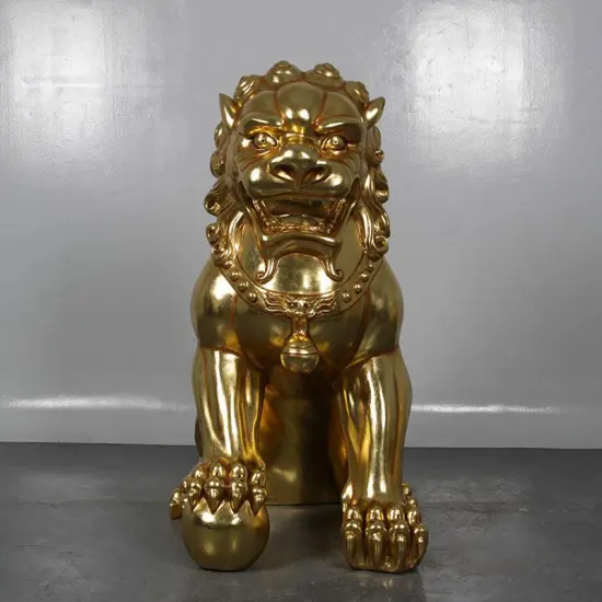 Foo Dog Male On Base Chinese Lion Statue {6}