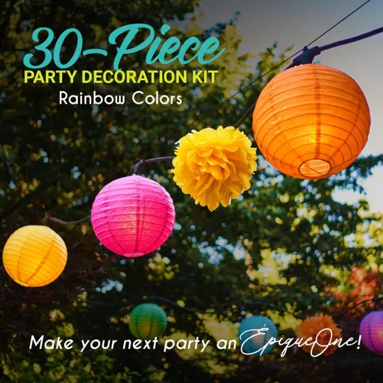 EpiqueOne 30-Piece Rainbow Party Decoration Kit | Create a Splash With a Rainbow of Colors in Your Celebrations | Easy to Assemble | For Birthdays, Bridal Showers, Baby Showers, Weddings & More {2}
