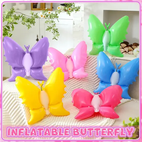12 Pieces 14 Inch Spring Easter Inflatable Decor Blow up Butterfly Bunny Inflatable Hanging Ornament {5}