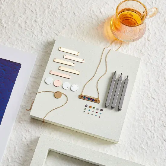 Metal Stamping Jewelry Kit, Includes 3 Punch Tools, 1500 Rhinestones, 15 Tags for DIY Necklace Bracelet {2}