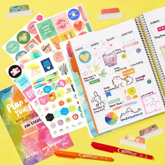 Avery + Amy Tangerine Designer Collection Planner Stickers, 20 Sheets of Weekly Planner Stickers, Set of 744 Planner Stickers, Monthly and Daily Accessories for Journals and Calendars (6782) {2}