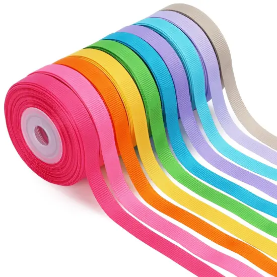 3/8 Inch 100 Yards Grosgrain Ribbon Set 10 Yd/Roll 10 Rolls Spring Easter Craft Ribbon for Gift Wrapping Floral Bouquets Wedding Party Decoration {2}