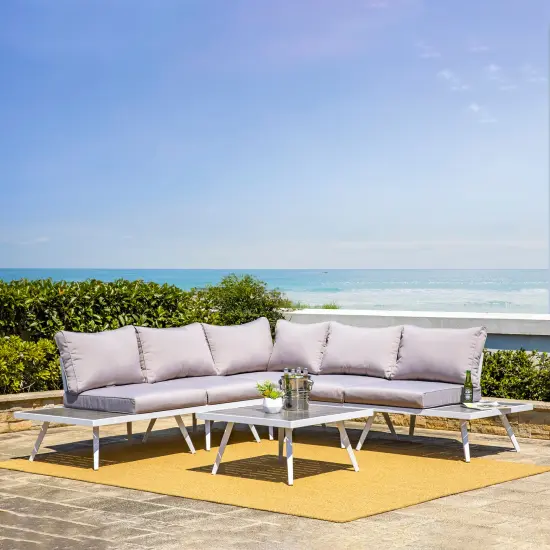 Outdoor Aluminum Sectional Sofa Set with Cushions {2}