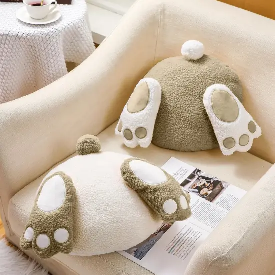 2 Pcs Happy Easter Pillow Rabbit Butt Shaped Throw Pillow Wool Bunny Decorative Pillow Cute Pillow for Couch Sofa Bed Decoration {2}