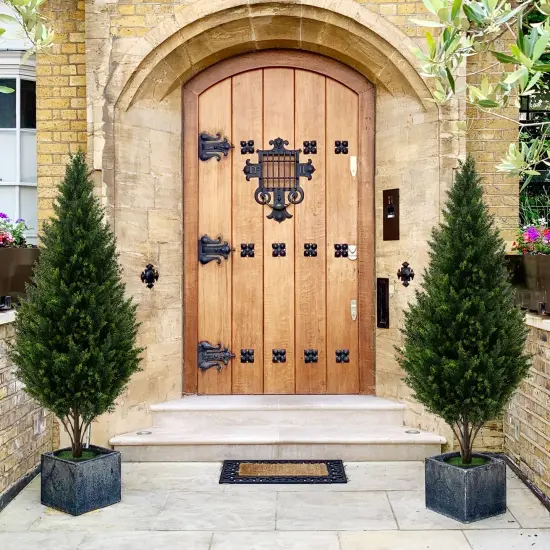 Green 4 Feet Artificial Topiary Tree Set of 2 Perfect for Indoor Outdoor Decor {3}