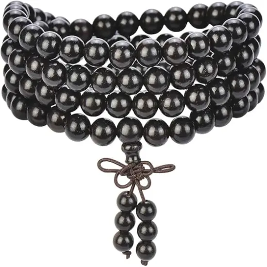 Mala Beads Bracelet 108 8mm Prayer Meditation Sandalwood Elastic&hellip; {1}