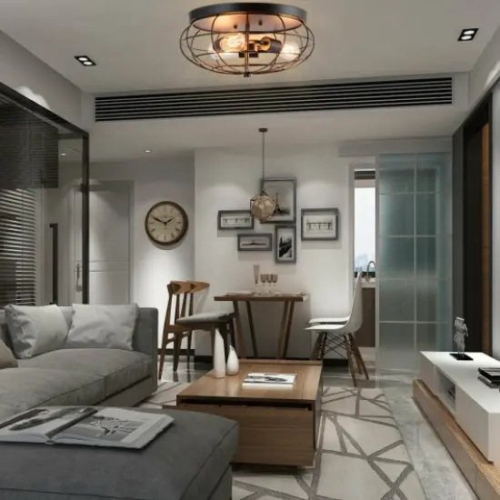 Semi Flush Mount Ceiling Light with Industrial Retro Design Perfect Addition to Any Room {2}