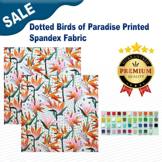 Dotted Birds of Paradise Printed Spandex Fabric {1}