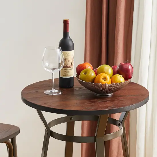 42.50"H Steel Bar Table With Elm Wood Top Brown {3}