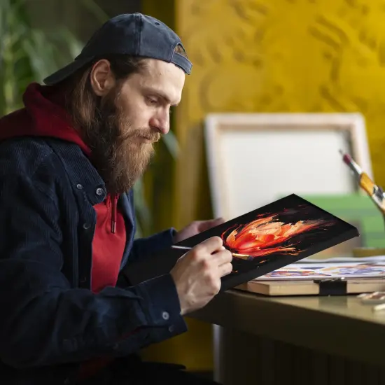 Black Stretched Canvas, 8x10 Inch/4 Pack - 3/4 Inch Profile, 8 Oz Quadruple Gesso Primed 100% Cotton Blank Black Canvases for Acrylic, Oil, Tempera, Metallic, Neon Painting & Crafts {2}