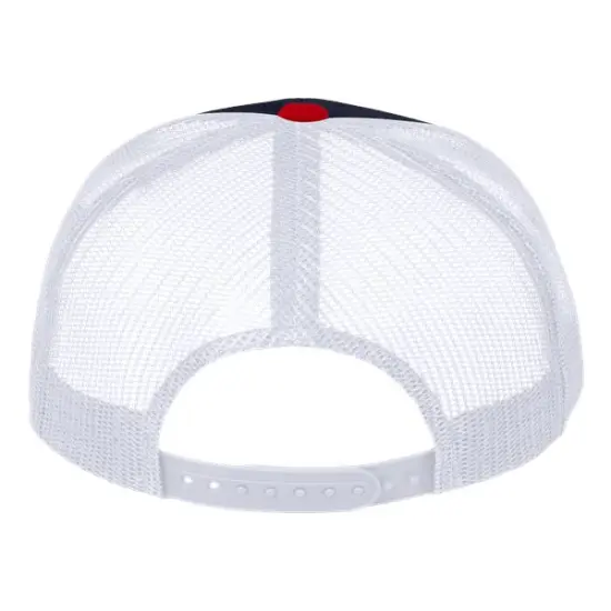Valucap&reg; Mesh Back Trucker Cap Comfortable Breathable Fit Navy/ White/ Red {2}