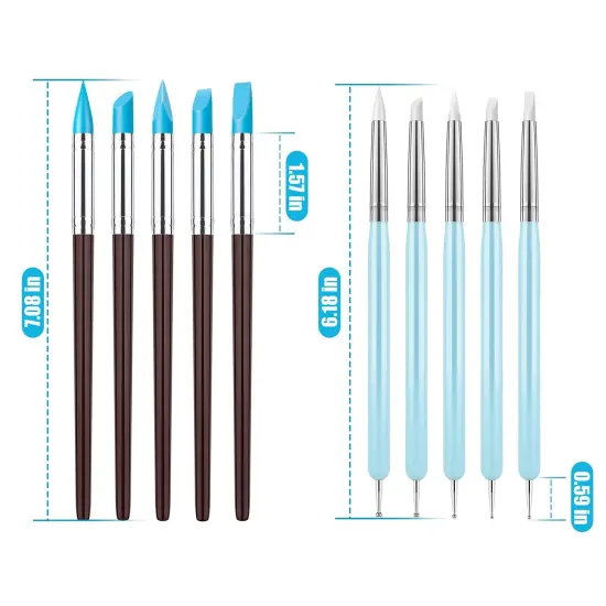 10Pcs Silicone Clay Sculpting Tool, Modeling Dotting Tool & Pottery Craft use for DIY Handicraft, Silicone Brush, Sculpture Pottery, Nail Art {3}