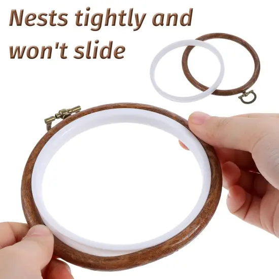 3 Pieces 3 Inch Embroidery Hoop Set, Cross Stitch Ornament Frames, Embroidery Hoop Imitated Wood Display Frame for Art Craft Sewing and Hanging Decor {6}