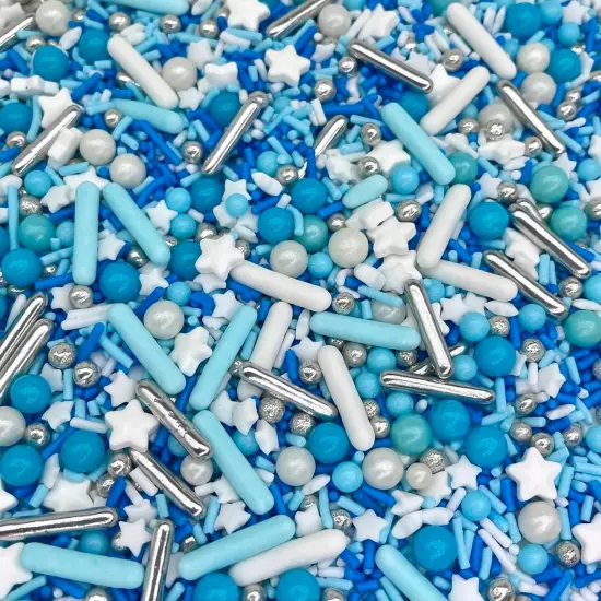 Edible Cake and Cupcake Sprinkles with Assorted Shapes and Sizes for Parties, Metallic Sprinkle Mix for Cookies, Ice Cream, Cake and Cupcake Decorating, 4 oz, Blue sprinkles {3}