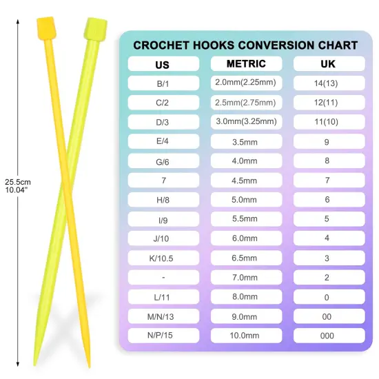 14PCS Plastic Knitting Needles for Beginner and Kids, 10 inch Long Straight Knitting Needles Single Pointed Needles Colorful Knit Needle Set Knitting Kit DIY Craft Yarn Weaving Tool,4mm to 10mm {2}