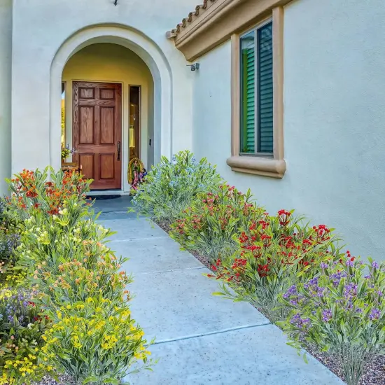 10 Bundles Artificial Flowers Outdoor UV Resistant Fake Flowers No Fade Indoor Faux Hanging Plants Window Box Garden Front Porch Decorating (Deep Red) {1}