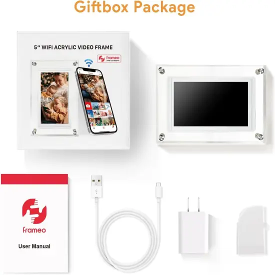 5" Clear WiFi Acrylic Digital Photo Frame &ndash; Smart Video Picture Frame with Frameo App {2}