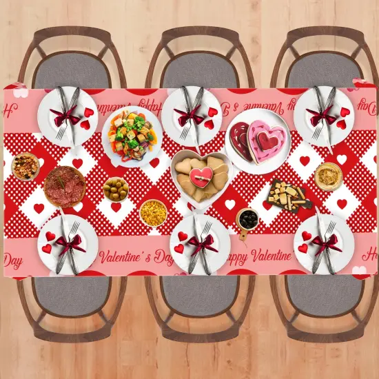 OHOME 2 Pack Valentines Day Decorations - Valentines Decor - Disposable Plastic Valentines Tablecloth | Valentine Decorations Indoor - Valentines Party Decorations Favors | Valentines Backdrop Banner {3}