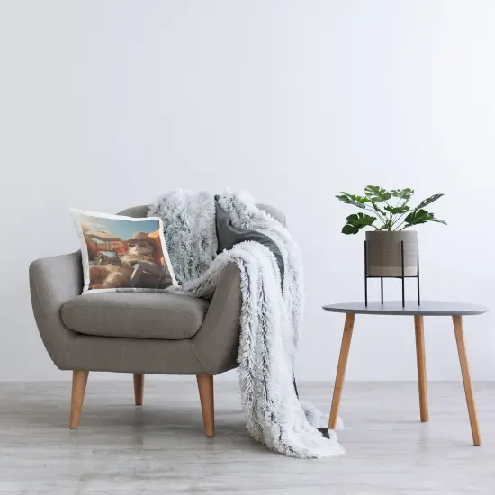 Relaxing Cat Lounge Chair Decorative Printed Throw Pillow Design by RB, 18 x 7 x 18 {2}