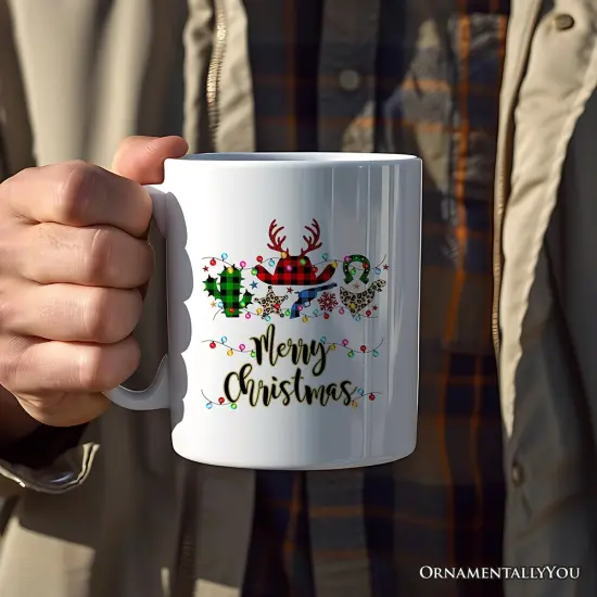 Buffalo Plaid Gunslinger Western Cowboy Style Christmas Mug {2}