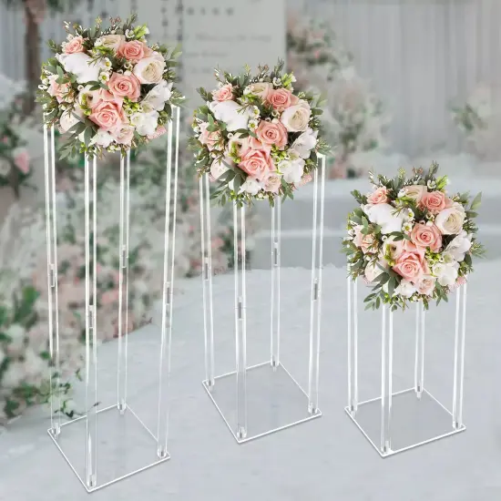 40/60/80cm 3Set Acrylic Flower Stand Centerpiece Tabletop Flower Stand Decor {4}