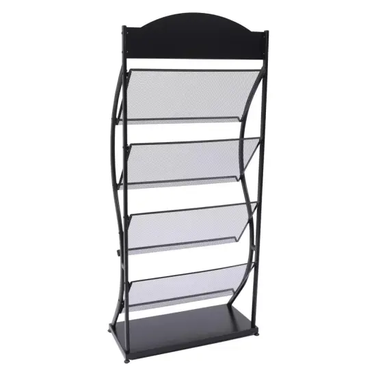 Freestanding Magazine Newspaper Book Rack Office Display Organizer Metal Stand {2}