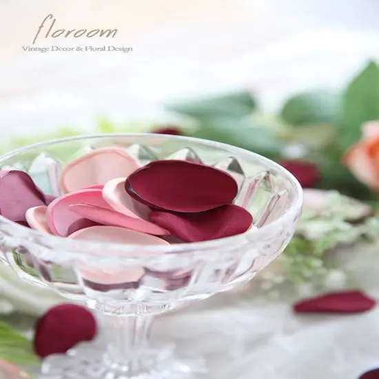 300pcs Rose Petals Burgundy Maroon Faux Silk Flower Petals for Wedding Flower Girl Basket Aisle Scatter Dinner Table Centerpieces Party Confetti Bridal Shower Romantic Night Decoration {3}