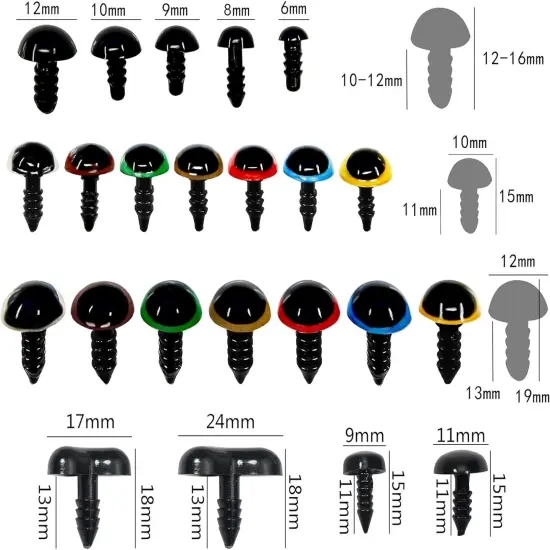 780pcs Safety Eyes and Noses - 6mm to 12mm {5}