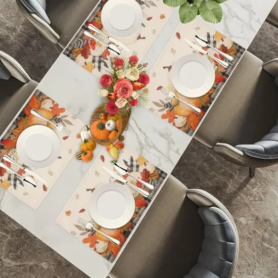 Set of 4 Pumpkins Fall Harvest Placemats - 12x18 Inch (Orange) {4}