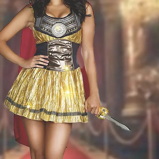 Women&rsquo;s Roman Battle Costume Golden Gladiator Style for Halloween or Cosplay {3}